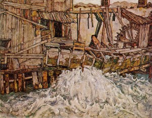 Alte Mühle, (1916) Egon Schiele. None of his works are on public display in museums